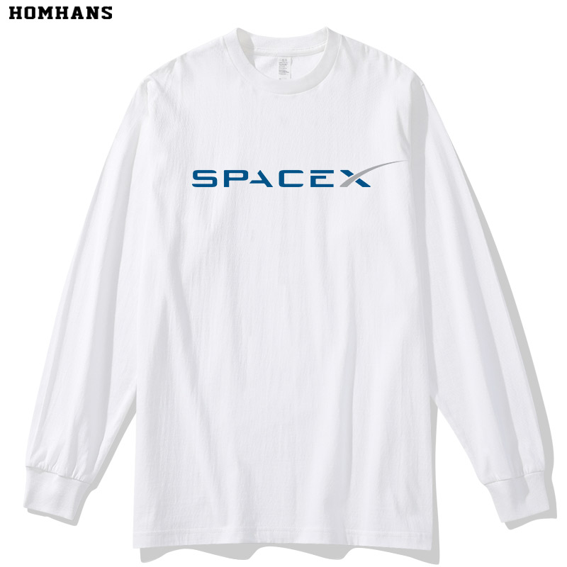 红韩太空探索SpaceX火箭猎鹰9号龙飞船马斯克纯棉T恤长袖男女欧码