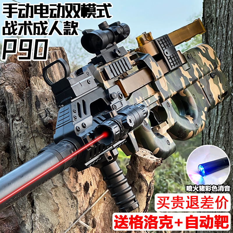 P90冲锋抢电动连发水晶玩具手自一体成人和平精英自动软弹专用枪