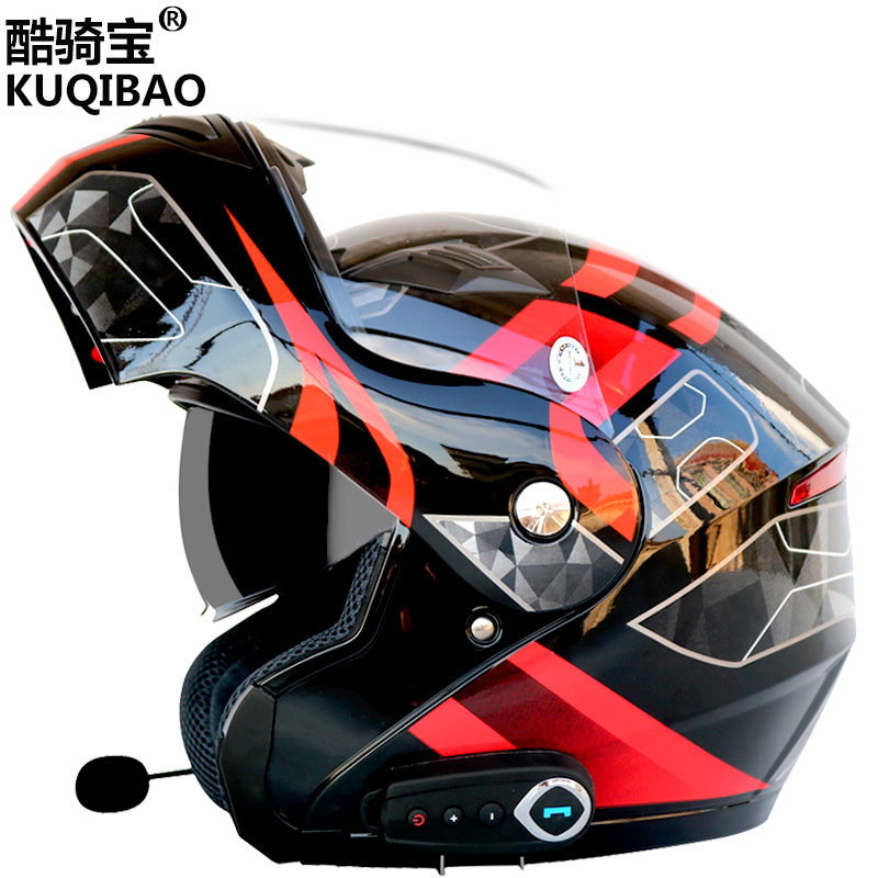 新款摩托车头盔男女全盔带蓝牙耳机内置一体骑行仕奎机车防雾灰