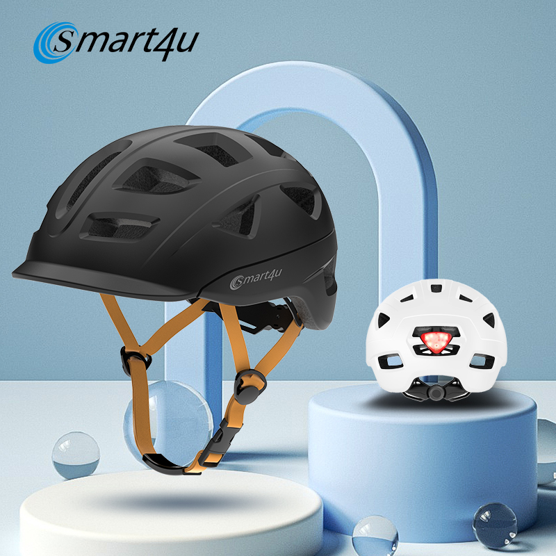 Smart4u自行车头盔滑板平衡车智能尾灯安全帽夏季透气男女款UH10