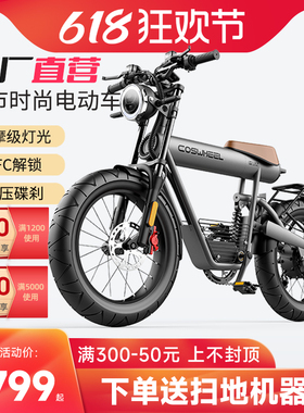 FTN新款低座T20s锂电池助力电动自行车复古山地车摩托车电单车