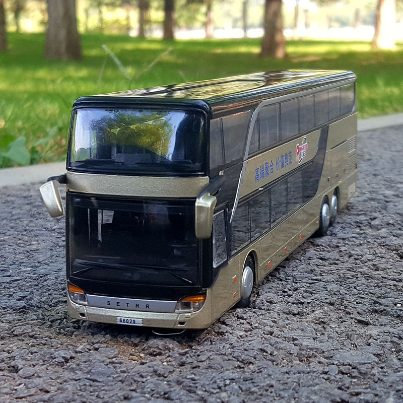 新款合金双层巴士模型仿真公交车玩具旅游巴士车客车合金大巴车玩