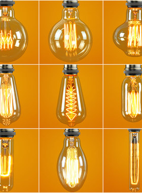 爱迪生钨丝灯泡可调光led透明E27大螺口球泡创意 复古40W暖黄装饰
