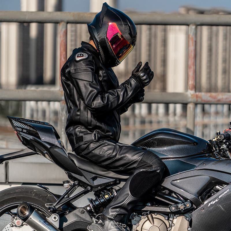 摩托车骑行服冬季防寒保暖赛车服复古夹克骑士防风男女机车皮衣