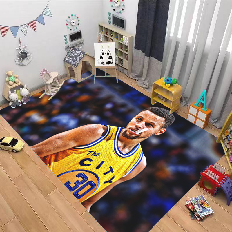 NBA勇士队库里创意地毯客厅卧室床边儿童卡通水晶绒学生家用门垫
