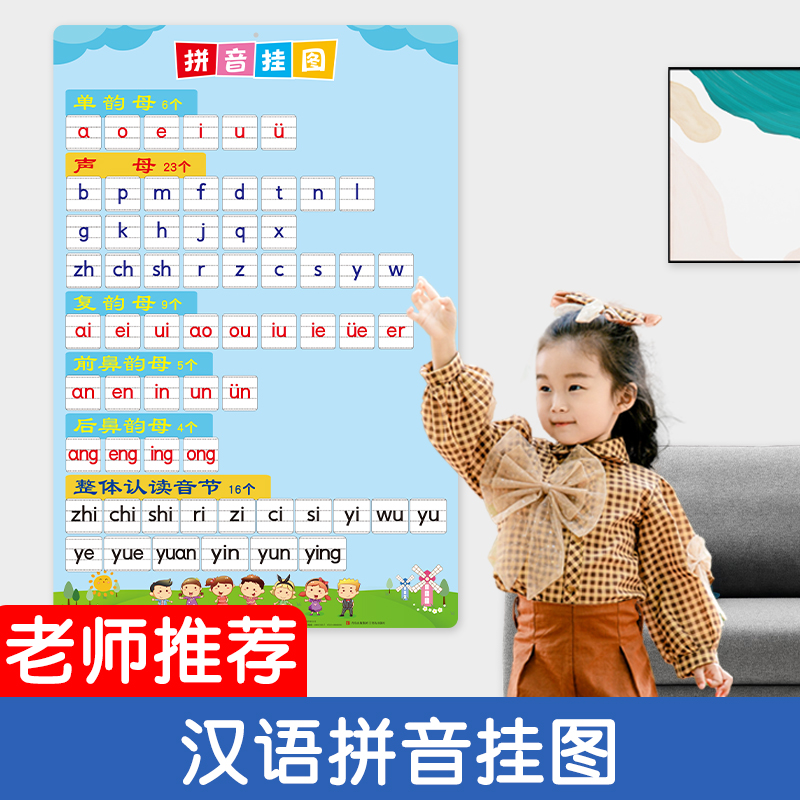 拼音字母表墙贴挂图汉语小学一年级26个声母韵母整体认读音节