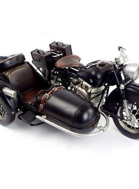 复古二战德国宝马R71三轮侉子摩托车模型 家居装饰铁艺摆件礼物