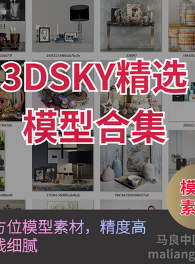 【马良中国网】3DSKY模型库饰品 摆件 吊灯 桌椅沙发办公家具素材
