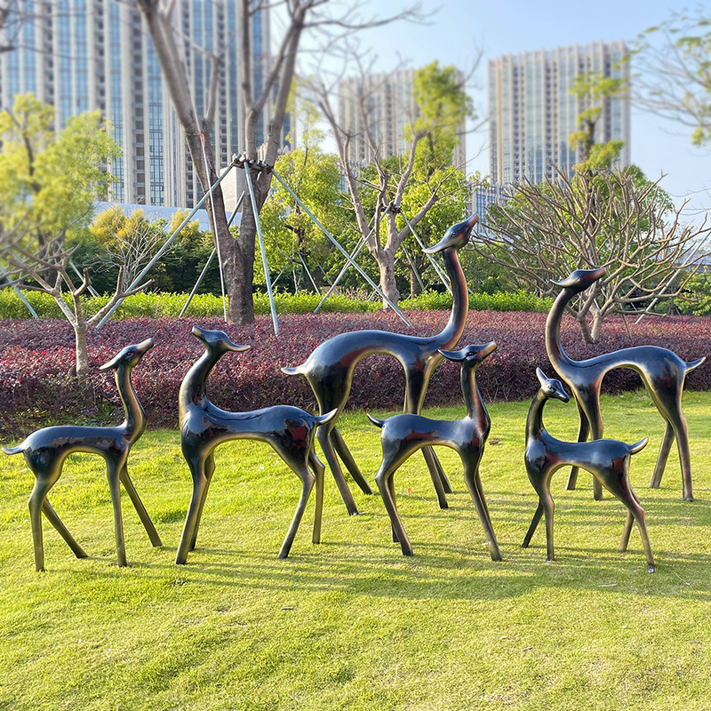 小区摆设几何景点户外摆件抽象雕塑房产梅花鹿花园动物玻璃钢装饰
