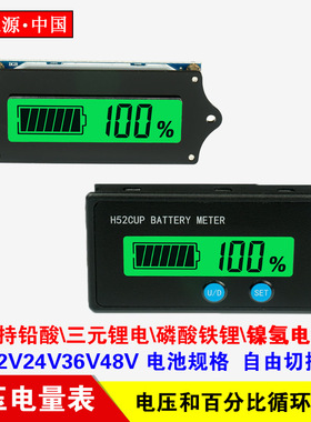 H52 铅酸电瓶锂电池百分比电量表显示电压表12V24V36V48V60V72V84