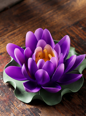 陶瓷紫色莲花新中式佛前供花荷花摆件禅意线香香插高级工艺品装饰