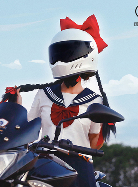 来梦同款3C摩托车头盔蝴蝶结女可爱四季骑士夏季爆音少女机车全盔