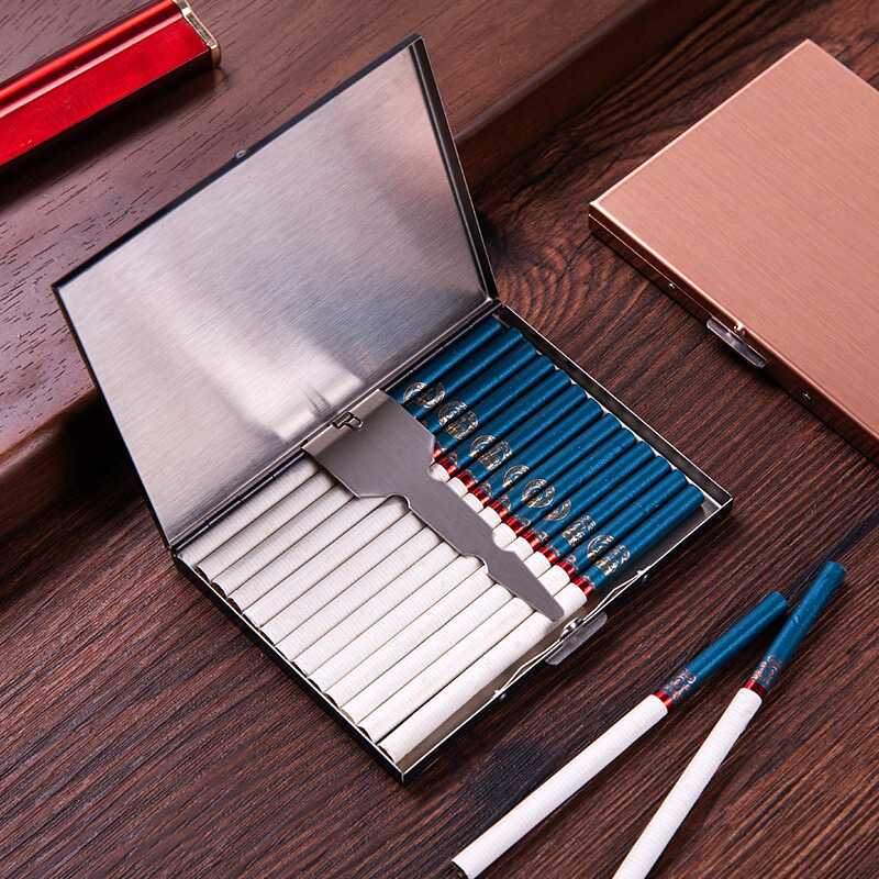 高档烟盒9支装 男士个性创意超薄不锈铁贴烟盒翻盖烟夹粗中细通用