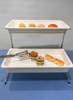 自助餐展示台不锈钢水果盘点心试吃盘面包篮带盖子海鲜寿司展示架