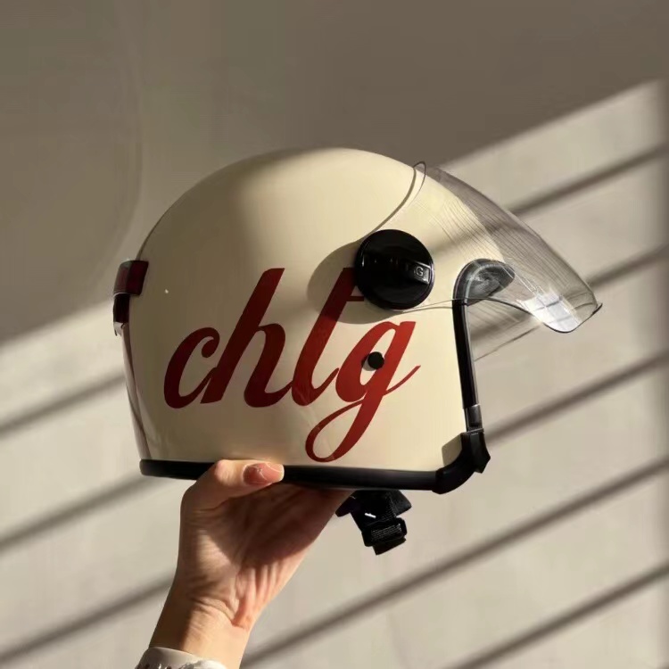CHTG头盔电动车女四季通用安全帽儿童复古夏红白姜戈可乐智能半盔