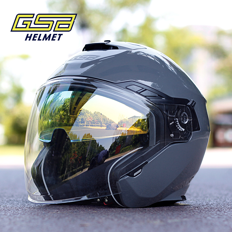 GSB摩托车头盔男女电动车半盔半覆式夏季双镜片防晒四季安全帽263