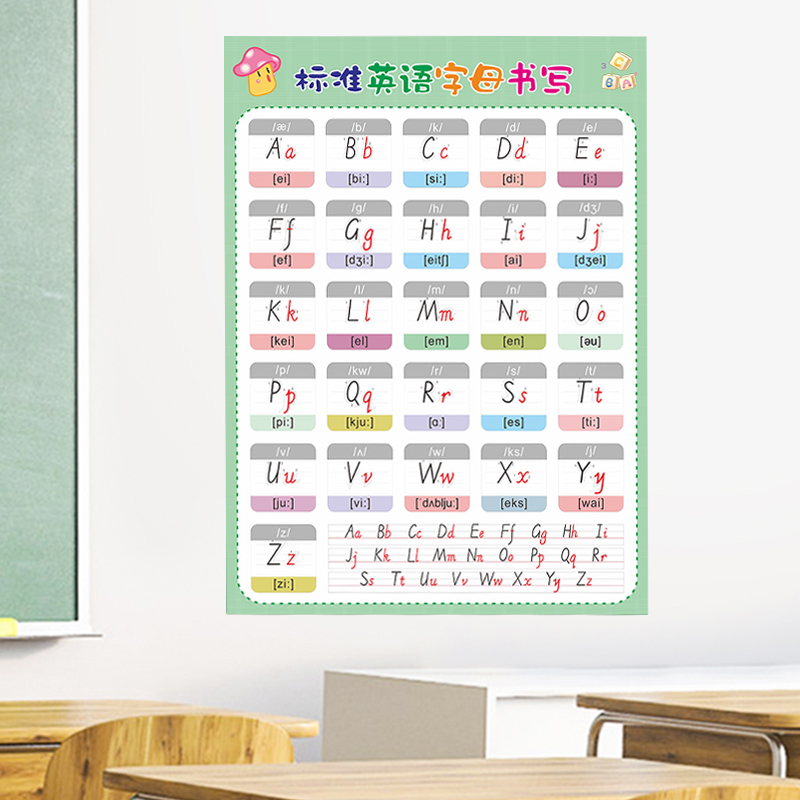 26个英文字母表墙贴 二十六个标准英语书写辅助记忆贴纸 教室布置