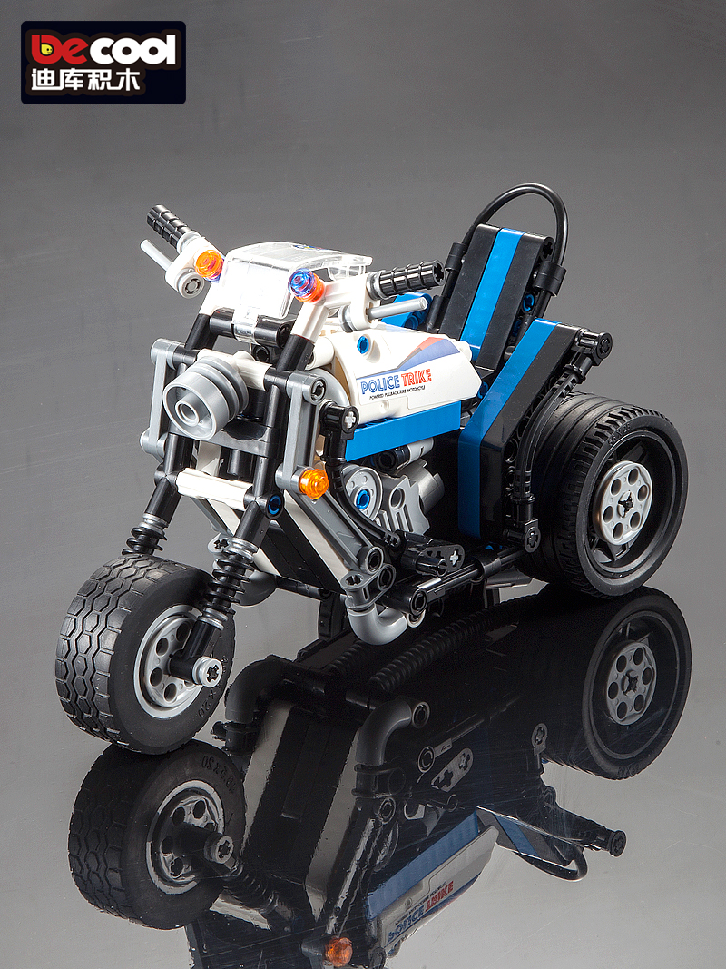 迪库越野摩托汽车积木模型山地赛车回力车儿童拼装益智玩具男生