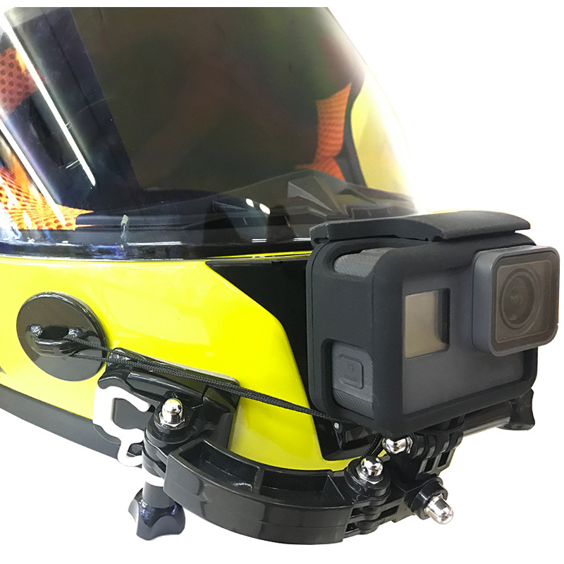 For GoPro hero98/7/5摩托车头盔弯形下巴固定支架小蚁4k相机配件