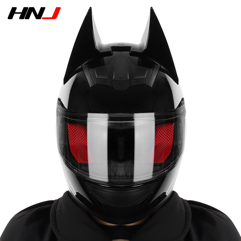 高档HNJ冬季四季通用个性骑士头盔灰电动摩托车男女机车酷全盔全