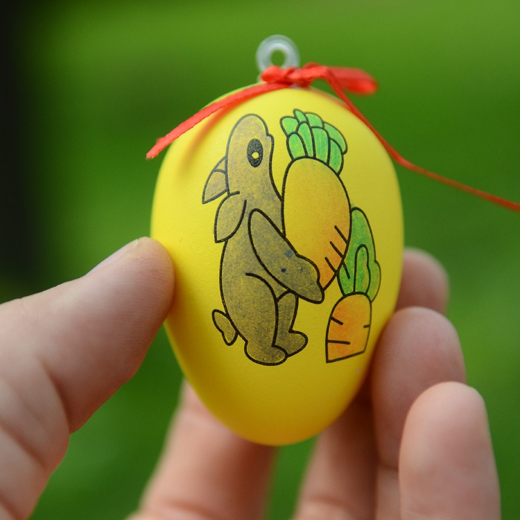手绘挂饰欢乐画画仿真玩具复活节DIY小兔子美术彩绘蛋塑料蛋