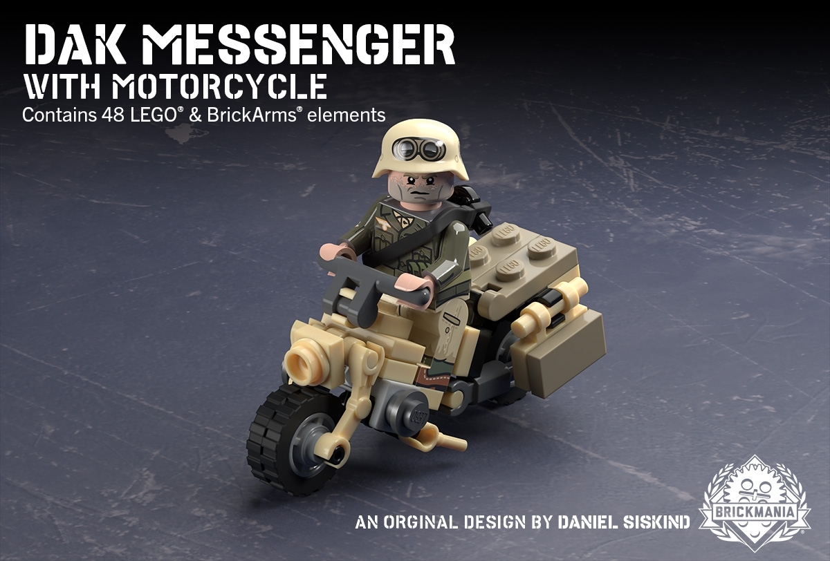 军事第三方二战北非战场德国机动摩托车益智拼装积木模型玩具礼物