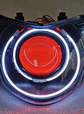 鬼火RSZ一代 大灯总成 双光透镜Q5 海5 LED氙气灯 摩托车 天使眼