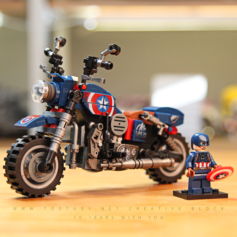 复仇者美国队长拼装摩托车模型拼图益智玩具积木2023新款男生女孩