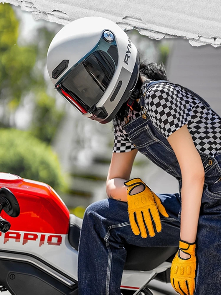RYMIC睿觅复古头盔摩托车夏季全盔机车头灰哈雷男女四季V80安全帽