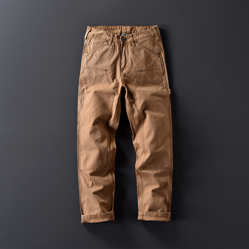 经典款式复刻复古做旧宽松直筒11.5oz纯棉无弹cleanfit伐木工装裤