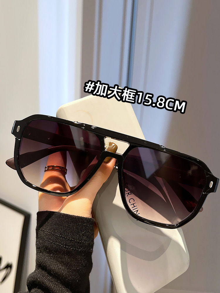 日本STELU时尚双梁大框墨镜男15.8CM大码太阳镜开车旅行街拍眼镜