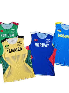 博尔特牙买加挪威瑞典田径运动服套装马拉松分体短跑服 可订LOGO