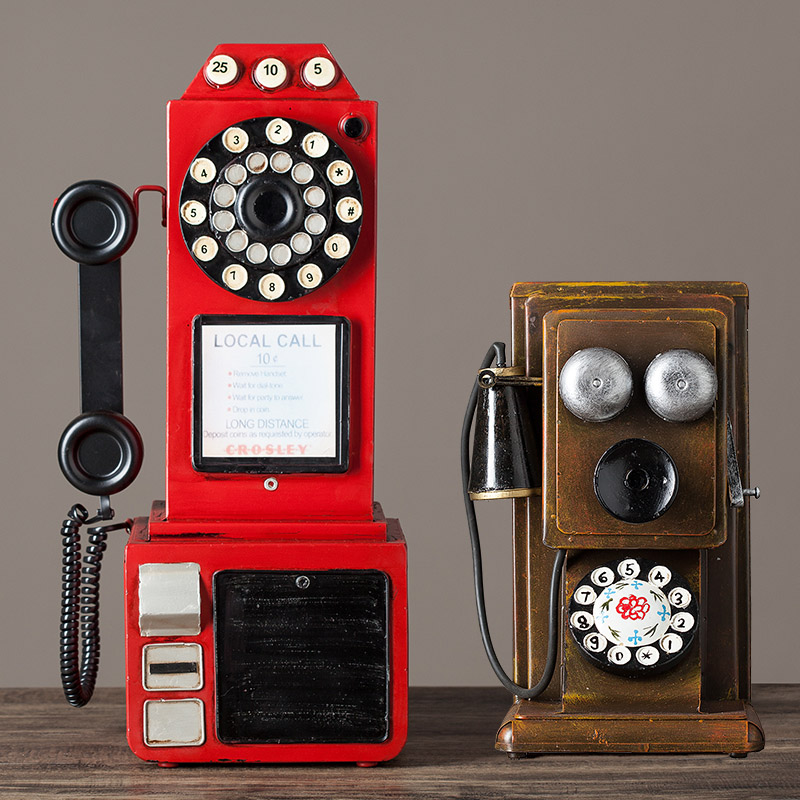 复古老式铁艺怀旧壁挂电话机模型服装店酒吧壁饰橱窗摆件摄影道具