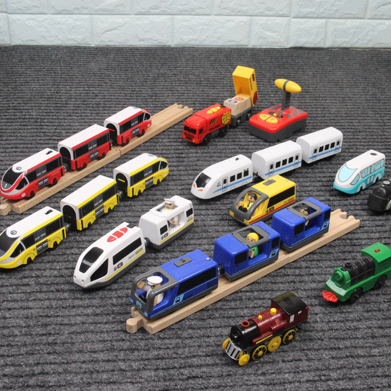 电动火车头和谐号小车头兼容米兔brio路轨木质轨道儿童木制玩具