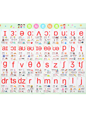 新版小学生英语国际音标挂图48个标准英文字母发音表儿童早教墙贴