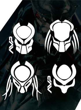 铁血战士Predator头像标志反光贴纸网红油箱盖电动摩托车头盔车贴