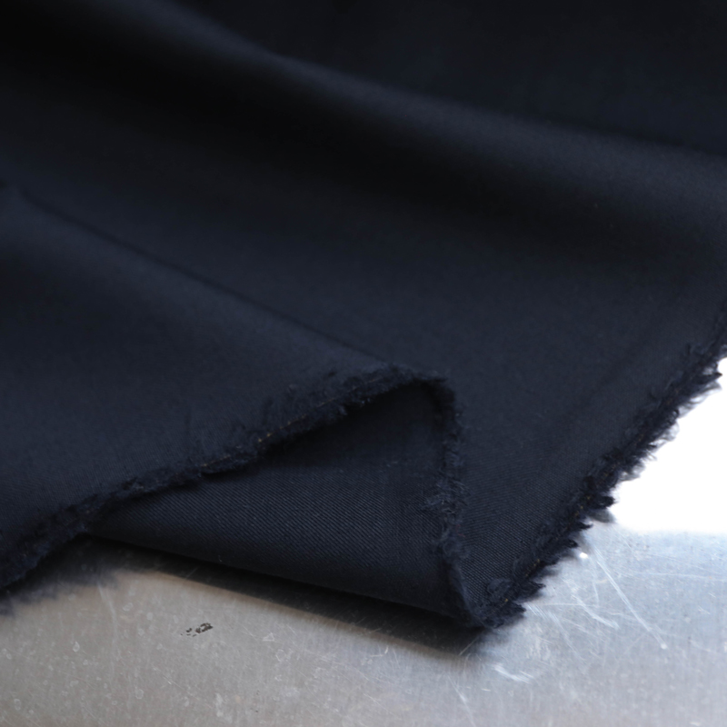 意大利进口薄款藏青色细腻斜纹哔叽精纺纯羊毛面料设计师布料