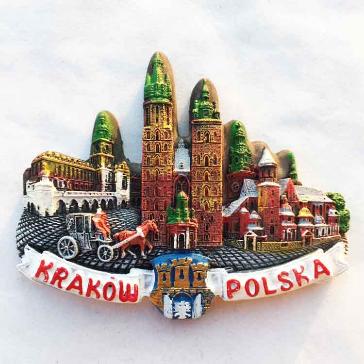 波兰城市克拉科夫地标建筑立体旅游纪念品磁力贴冰箱贴创意伴手礼