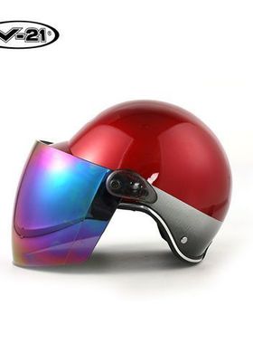 原厂V21头盔008电瓶电动摩托车半盔男女士夏季防紫外线防晒安全帽