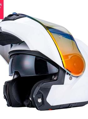 新品VCOROS摩托车头盔男女双镜片揭面盔机车全盔四季冬季防雾大码