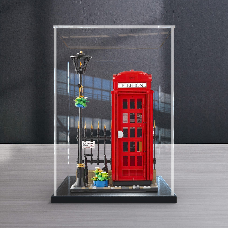 透明亚克力展示盒适用乐高21347伦敦红色电话亭积木模型收纳盒