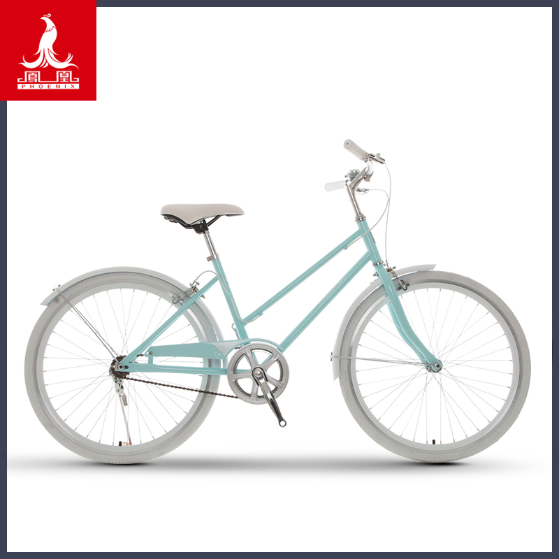 凤凰自行车24寸单速通勤城市轻便男女款校园学生代步网红新款单车