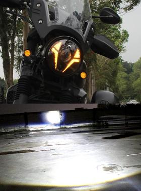 适配适用于豪爵TR300大灯改装复古圆灯LED天使眼总成摩托车安装配