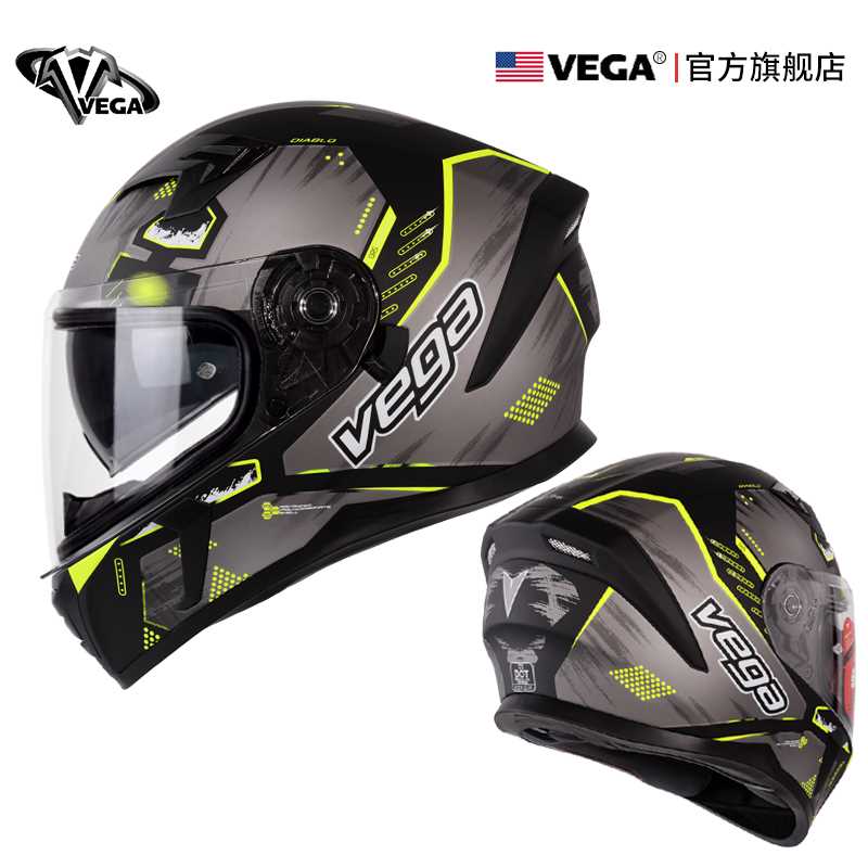 新款美国VEGA摩托车头盔男女蓝牙机车全盔覆式四季通用复古个性酷