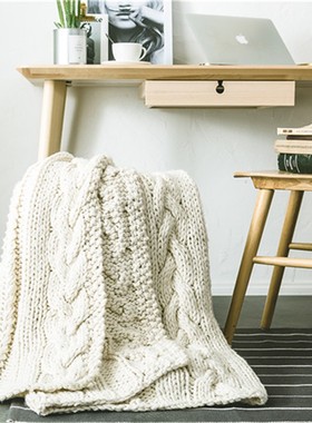 新芬兰拉彭兰塔保暖沙发手工毯子毛毯床尾摆件晴纶粗线编制品