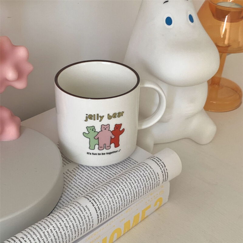 。ins风韩国创意简约陶瓷杯可爱动物头像马克杯牛奶杯学生咖啡杯
