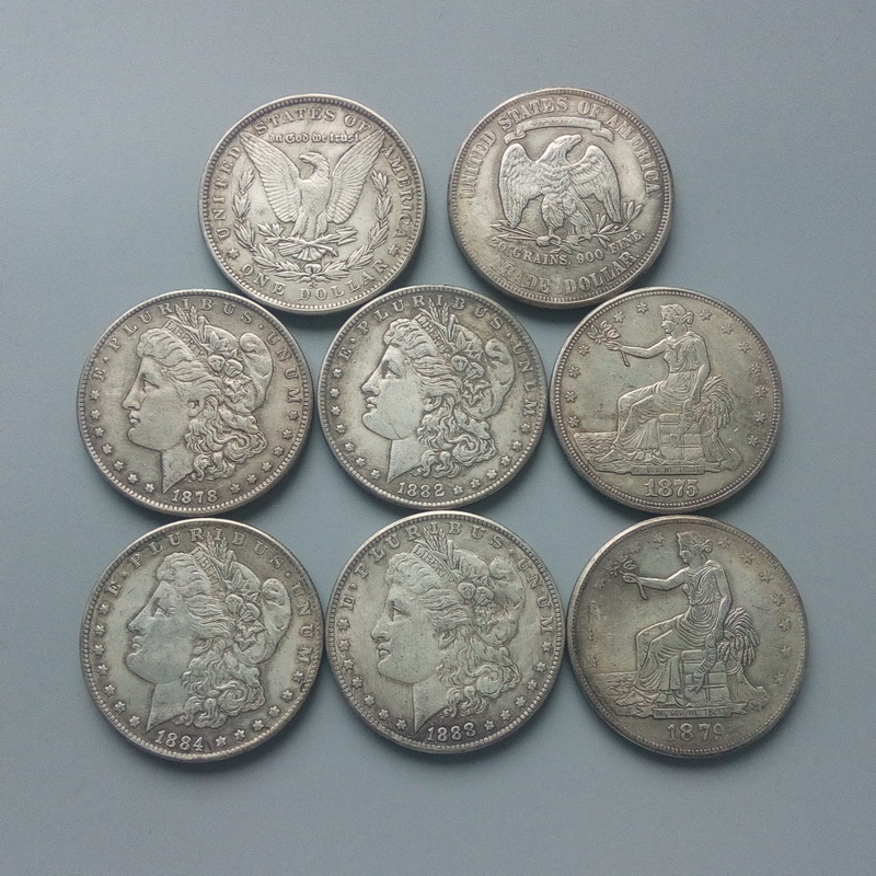 外国老银元银币全品大洋龙洋8枚头像鹰洋自由女神像银圆古币摆件