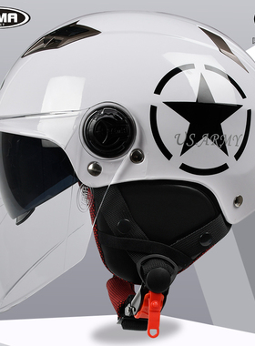 野马3C认证摩托车头盔灰男女夏季轻便半全盔四季通用电动车安全帽