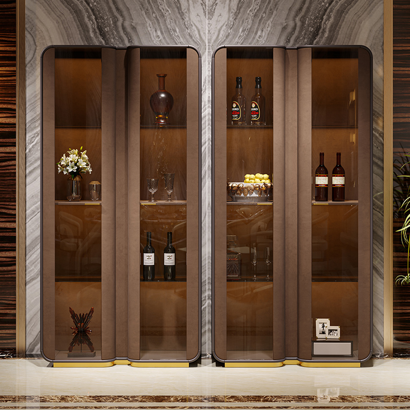 轻奢酒柜靠墙定制客餐厅储物间厅柜现代时尚双门高档意式玻璃书柜