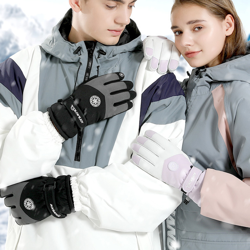 可触摸屏骑行专用滑雪手套电动摩托车加绒厚保暖防寒防水男女冬季